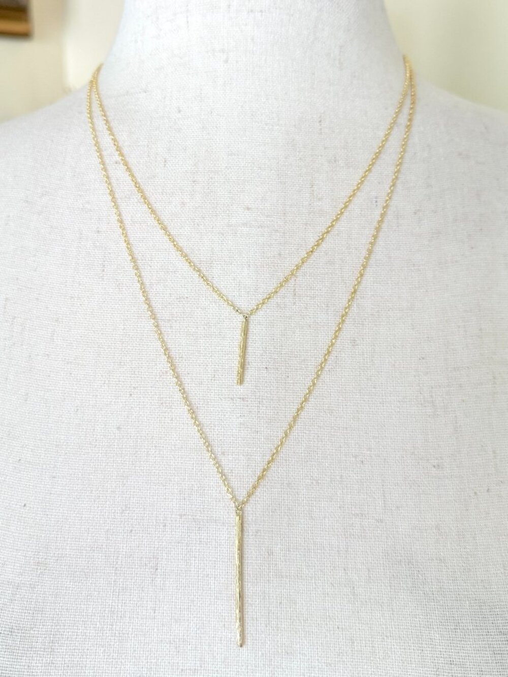 Gorjana Hammered Bar Layered Necklace Gold Tone